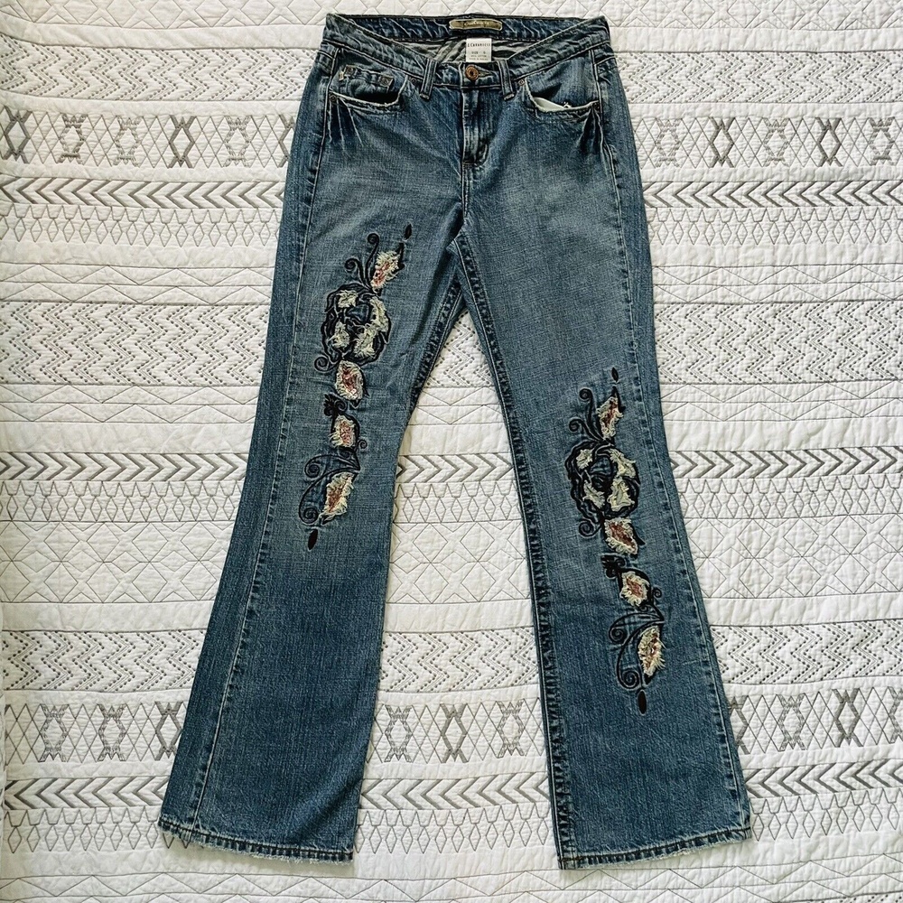 Embroidered Blue Flare Jeans